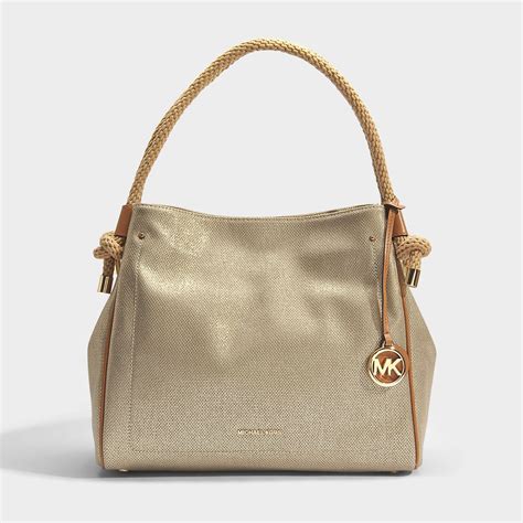 michael kors pale gold tote|Michael Kors gold evening bag.